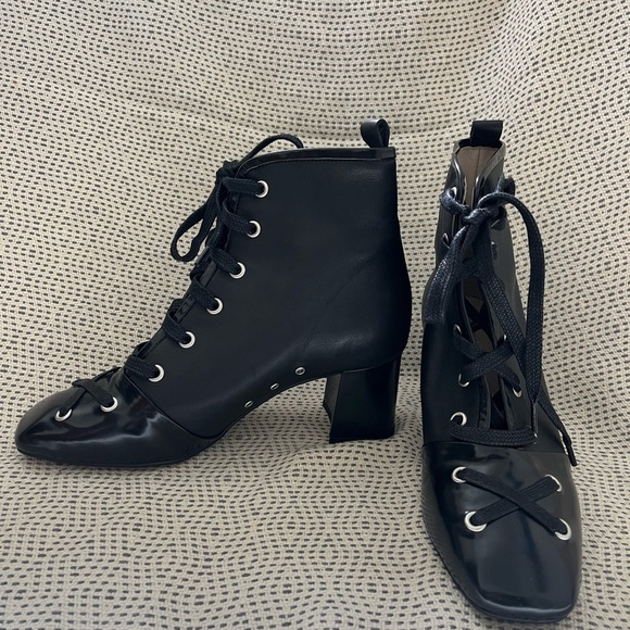 Intentionally Blank Black Lace-Up Ankle Boots - Picture 2 of 6